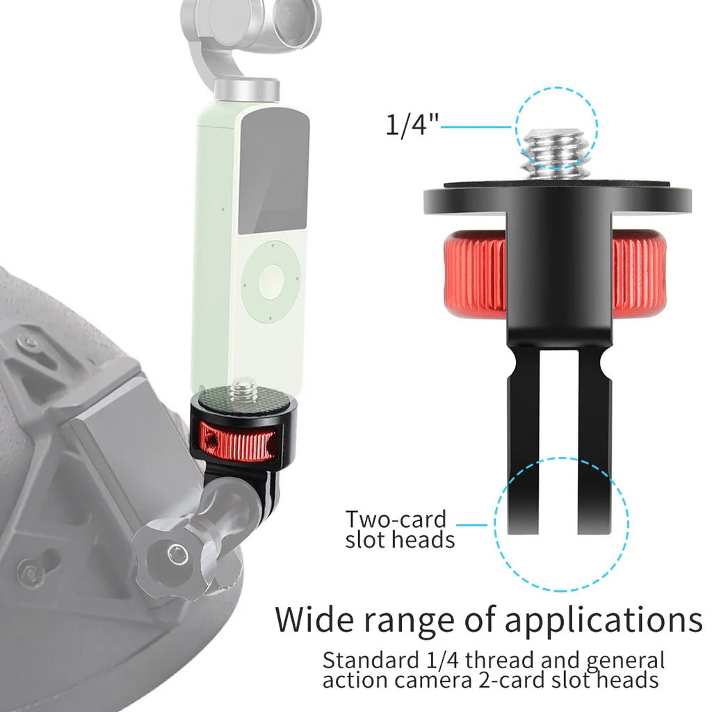360 Rotating Mini Tripod Adapter 1/4 Inch Screw CNC Aluminum Locking Mount for GoPro12 11 POCKET 2 FIMI PALM 2 Insta360 X3 Osmo
