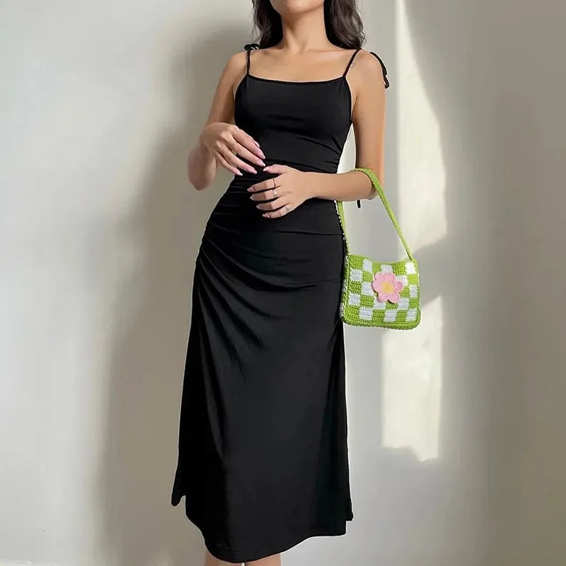 2024 Summer Dresses For Women Sexy Bodycon Elegant Satin Slip Sleeveless Backless Outfits Ladies Birthday Party Club Sundress