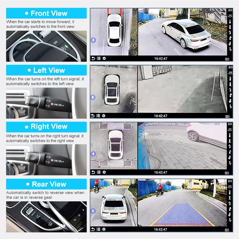 3D AHD1080P/720P Dual Modes Universal Car 360 Panoramic Camera Surround View 4 Cameras for Android and with 360APP Night Vision