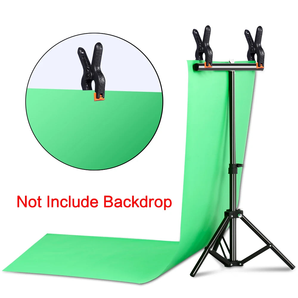 T-shaped Background Photography Backdrop Stand Adjustable Support System Photo Studio for Non-Woven Muslin Backdrops With Clip