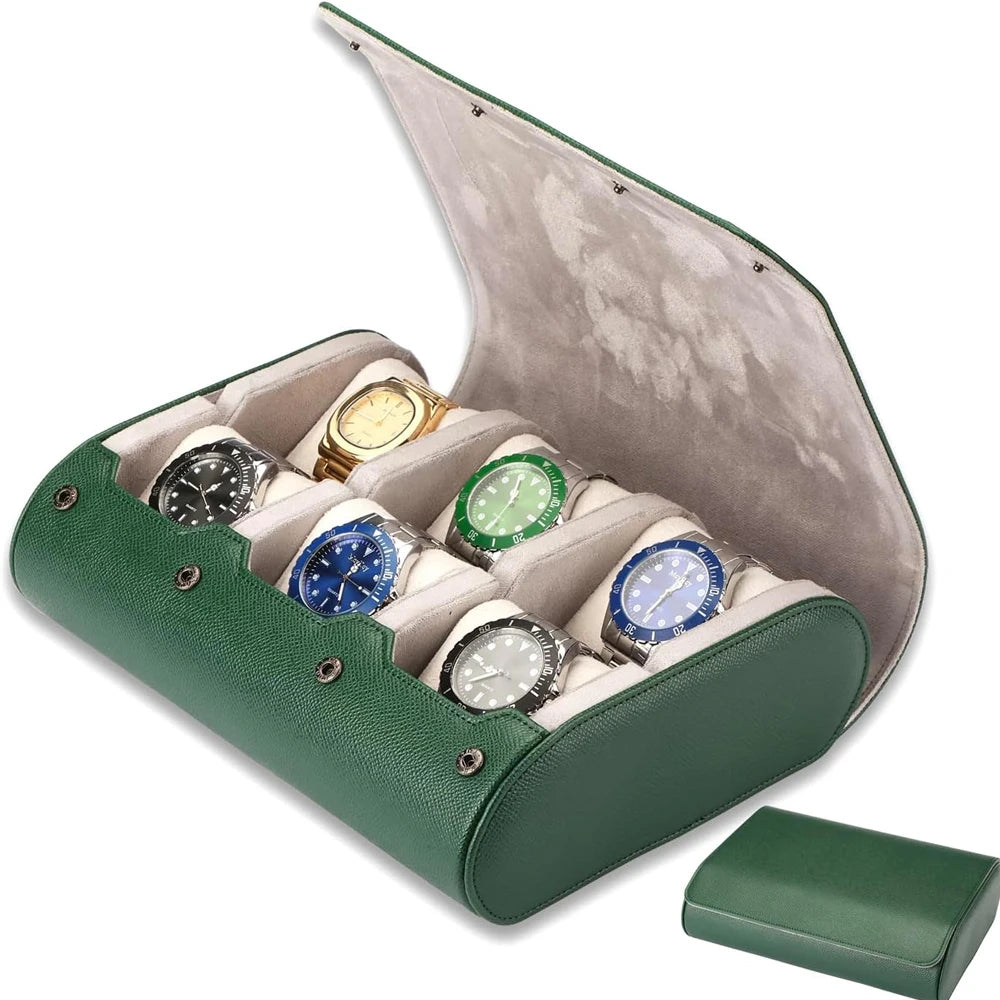 6 Watch Travel Cases for Men Watch Roll 6 Slots Travel Multifunctional Watch Display Box Cabinet Christmas Gift For Man Woman