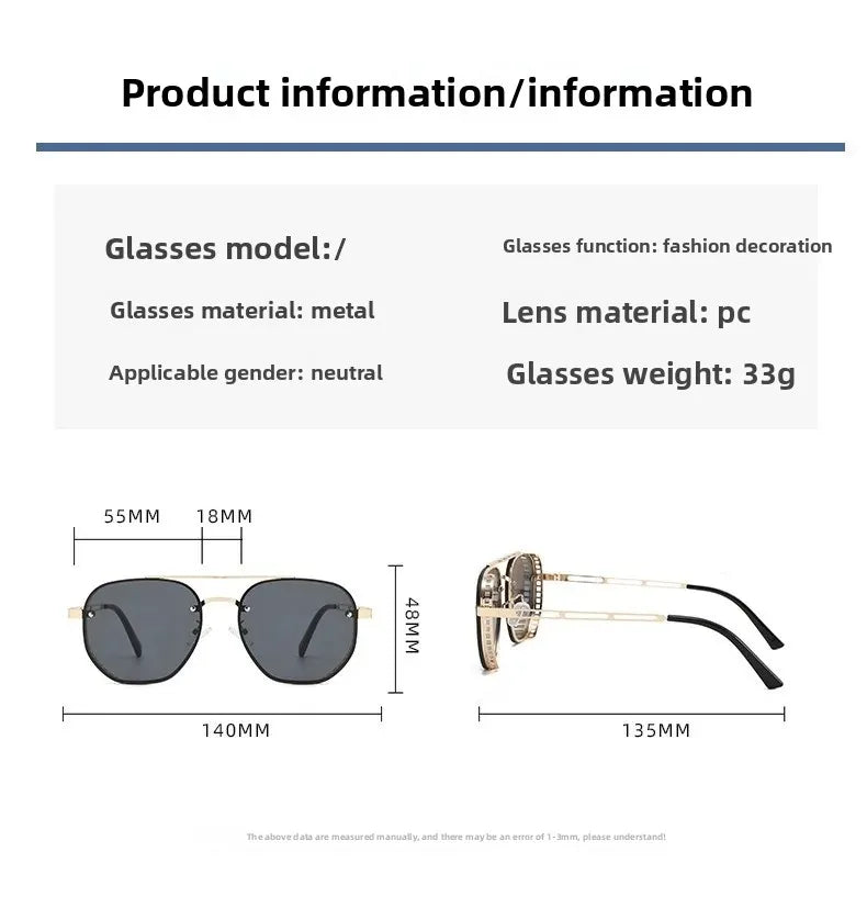 Luxury Brand Double-bridge Sunglasses Fashionable Large Frame with Side Cutouts Eyeglasses Outdoor UV400 Classic Driving Shades