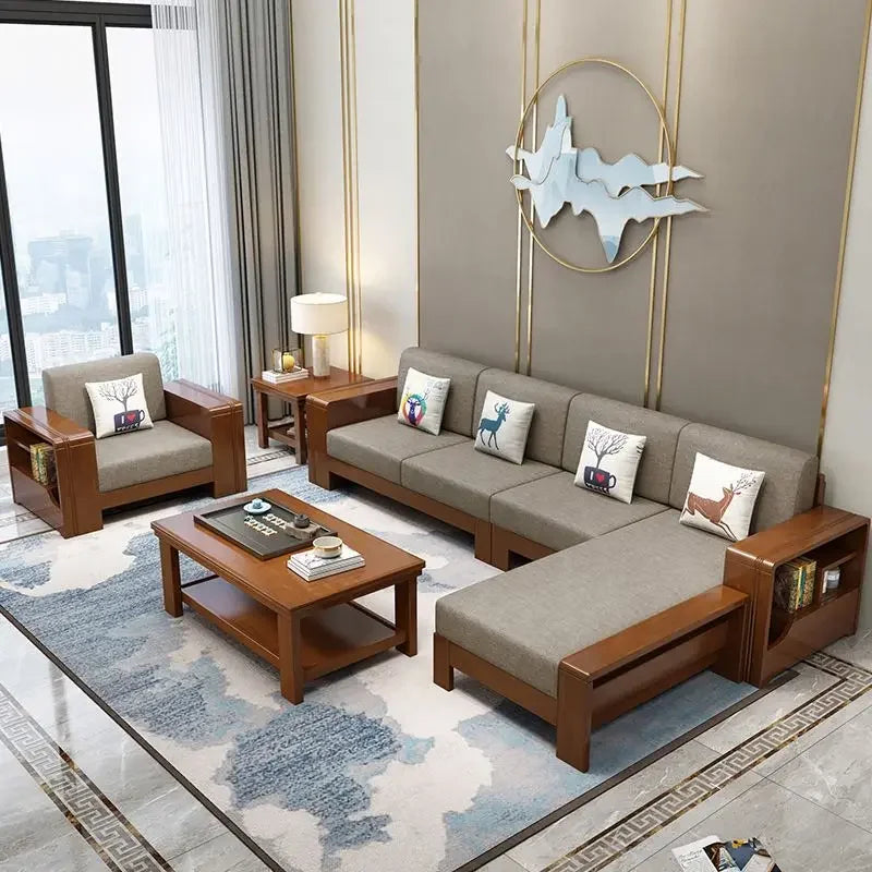 For Nordic Simple and Modern Design of the Size of the Living Room Furniture Combination Set Solid Wood Sofa