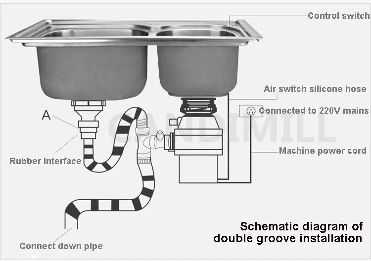 220V Household Food Waste Disposers Residue Crusher Sewer Rubbish Disposal Processor Kitchen Sink Appliance