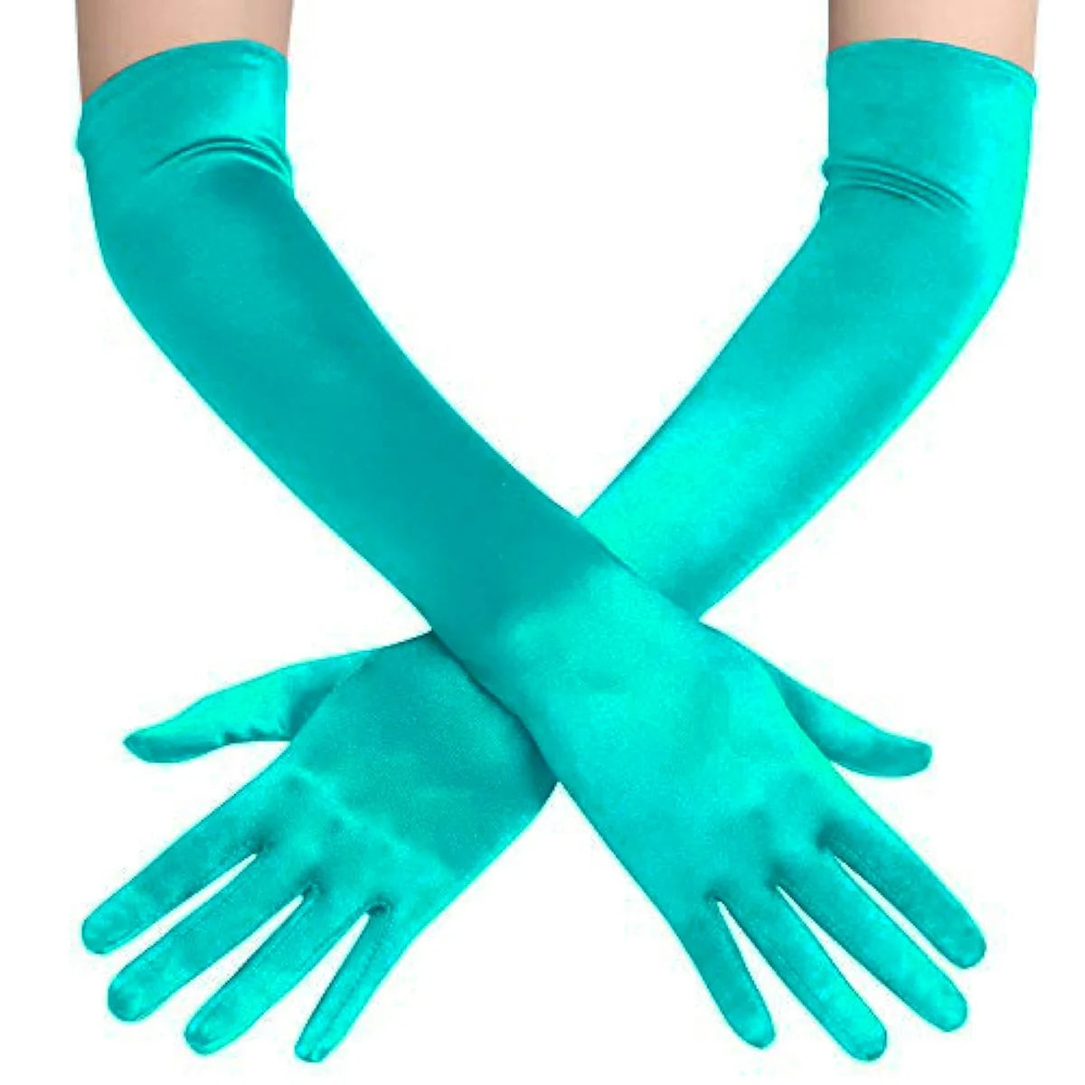 Women 55cm Solid Wedding Etiquette Evening Dress Opera/Elbow/Wrist Satin Stretch Long Gloves Retro Party Carnival Cosplay Gloves