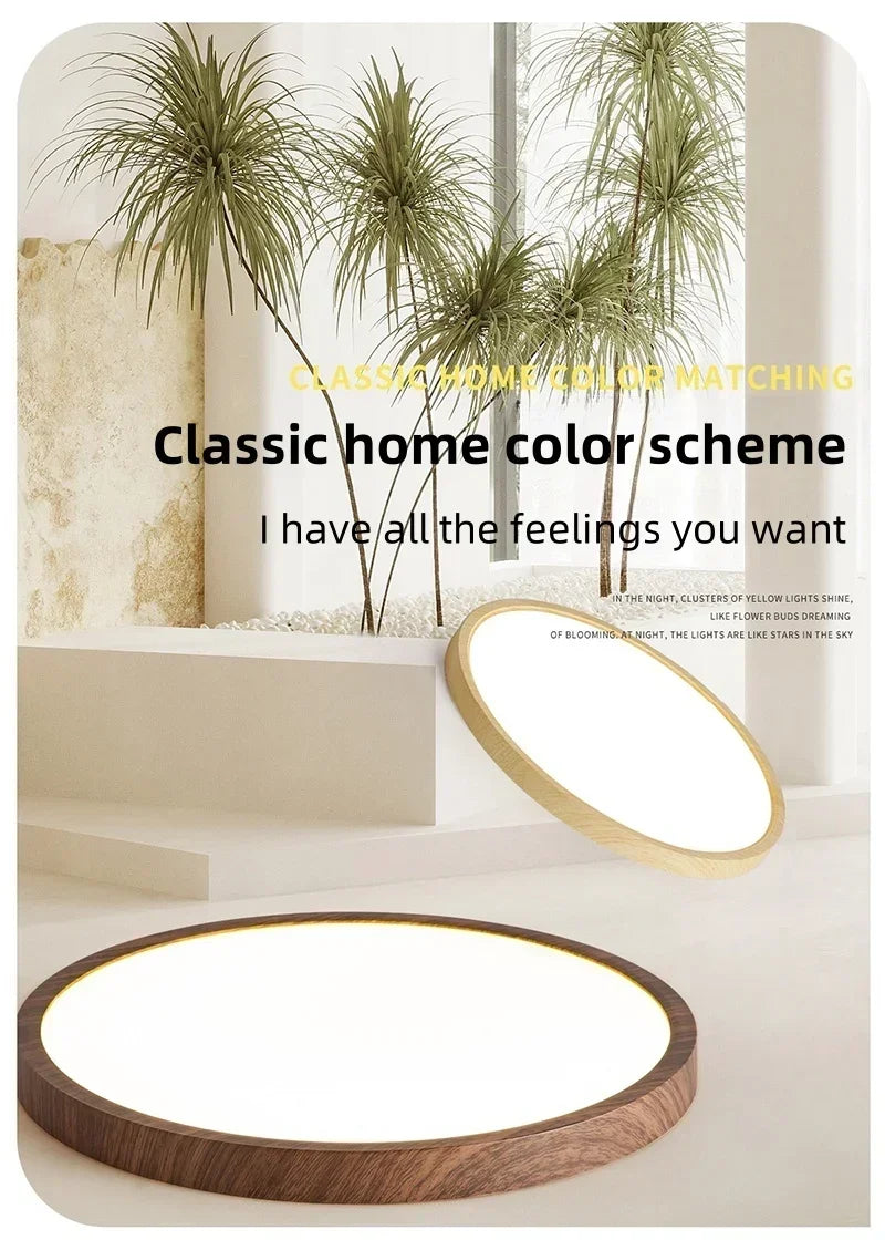 Modern Wood Grain LED Ceiling Light Circular Ultrathin Walnut wood Bedroom living room Restaurant Balcony Aisle Home Lights