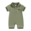 Summer Newborn Infant Baby Boys Romper Short Sleeve Dinosaur Half Button-up Collared Newborn Rompers Fashion Baby Clothing