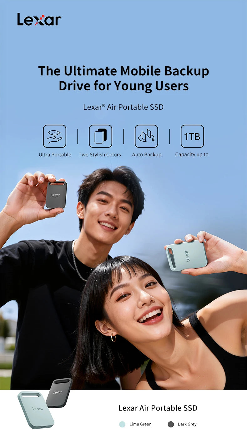 Lexar Portable SSD USB 3.2 Type-C Solid State Drive SL260 PSSD 512GB 1TB External Hard Drive for iPhone 17 Smartphone Tablet PC