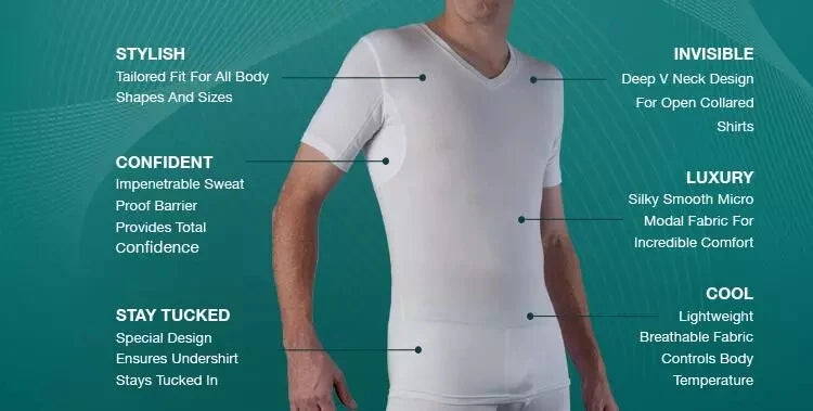 Wholesale Sweatproof Undershirt Men With Underarm Sweat Pads T Shirt Slim Fit V Neck