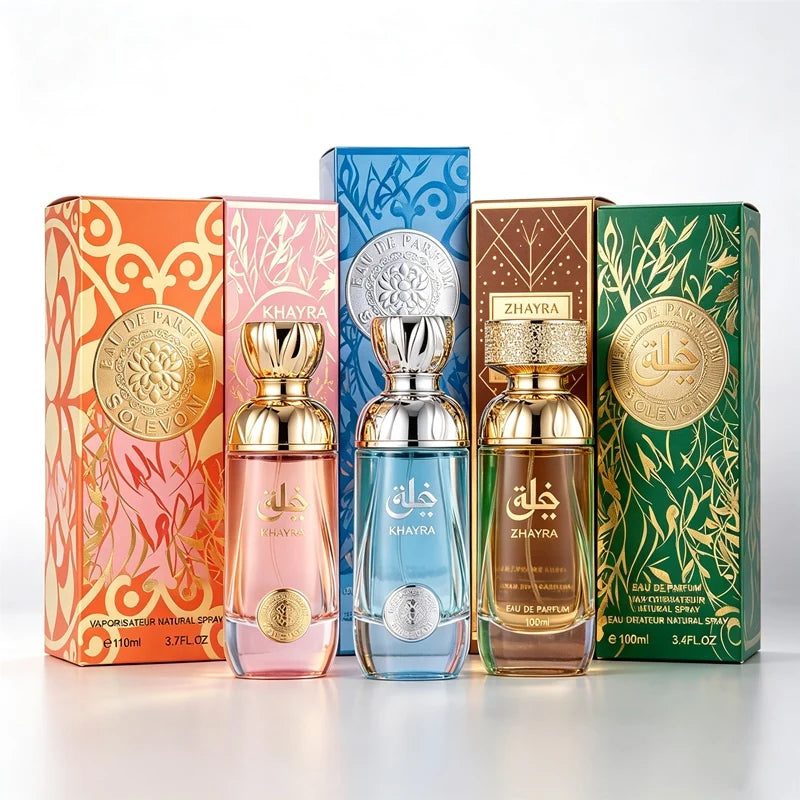 100ml&110ml Unisex EDP Perfume, Middle East Long Lasting Fragrance, Frosted Embossed Carved Bottle, Gift Box,10 Colors Optional