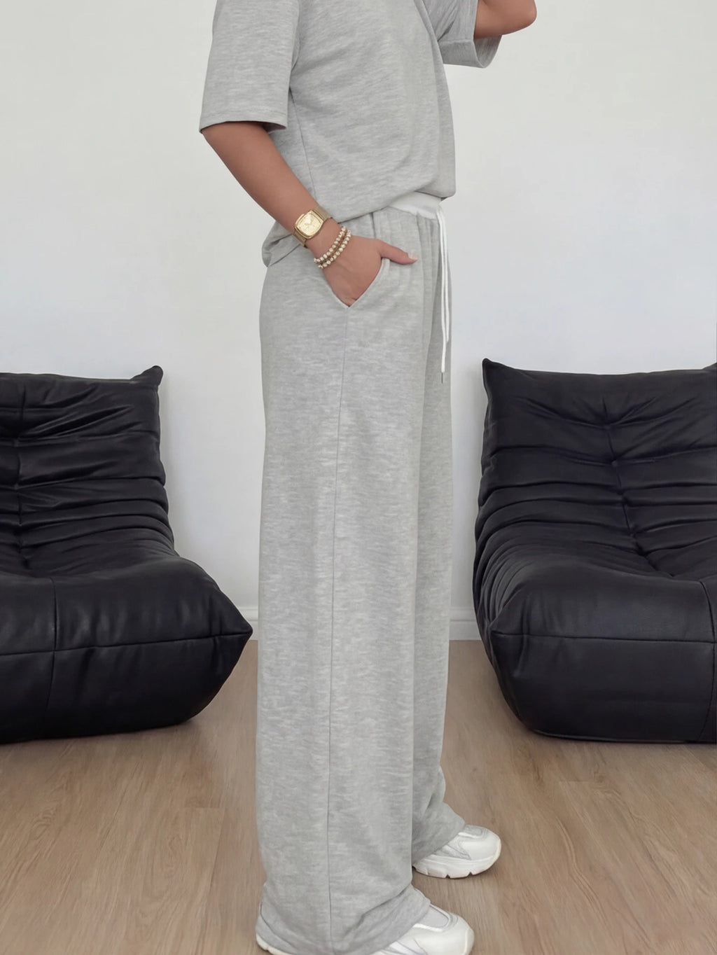 New Jogger Baggy Pants for Women Drawstring Straight Loose Casual Pants High Waist Wide Leg Pants Running Daily Wear Streetwear