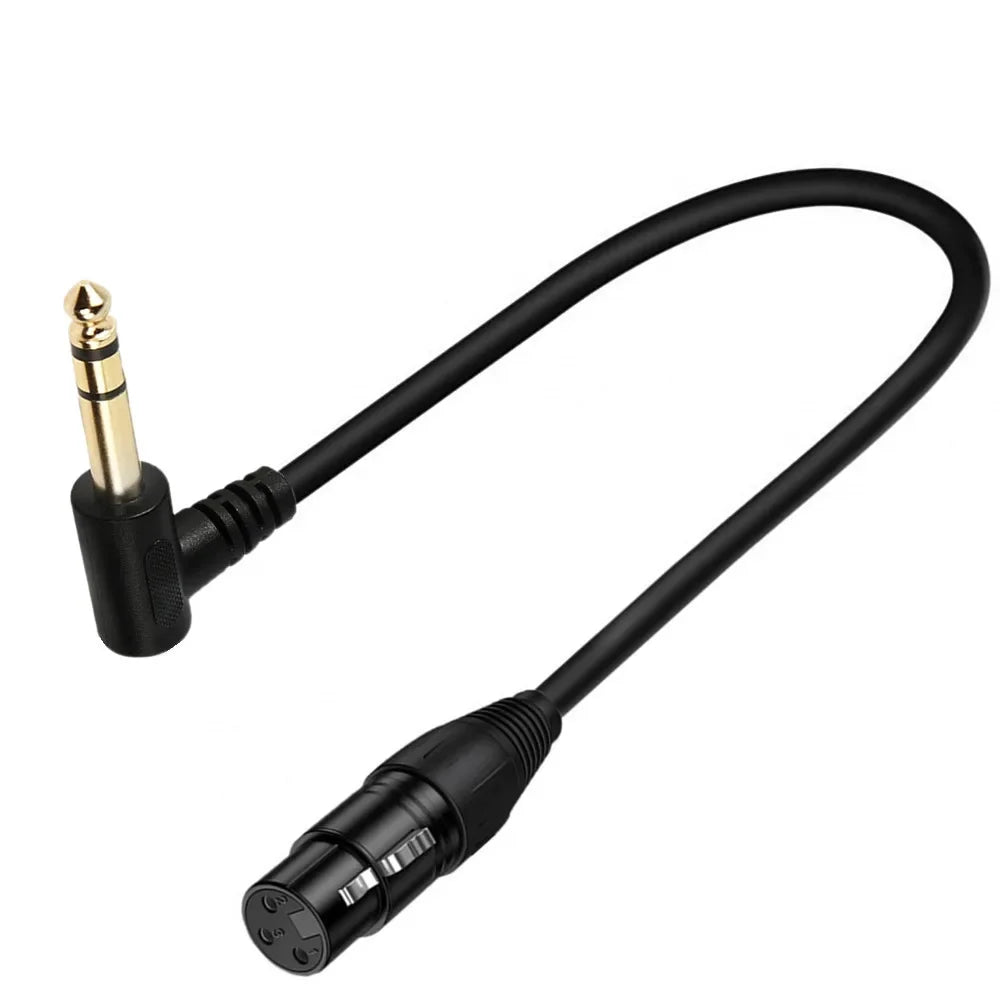 90-degree right-angle 1/4-inch TRS to XLR male balanced signal interconnect cable 1/4-inch to XLR female jumper cable 0.5 meters