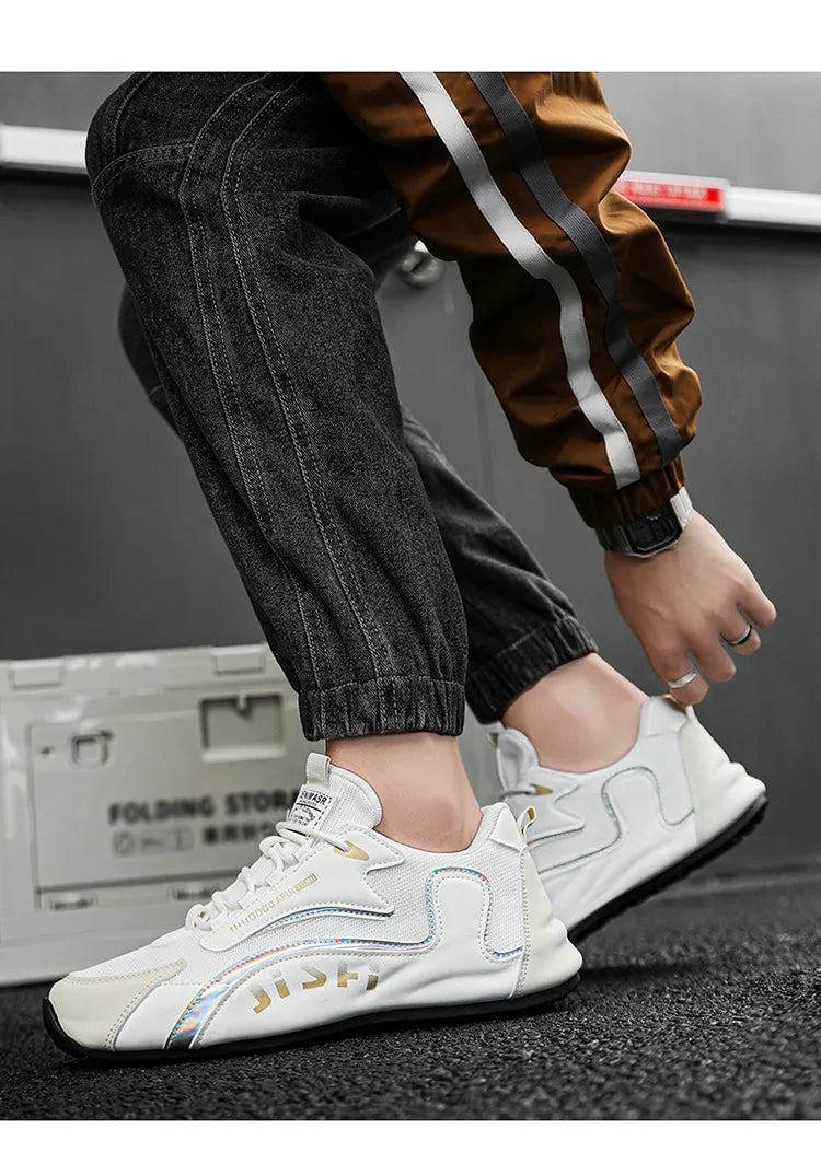 Plus-size men's leather mesh sneakers, casual sports shoes, spring and autumn outdoor casual sports shoes  M1227