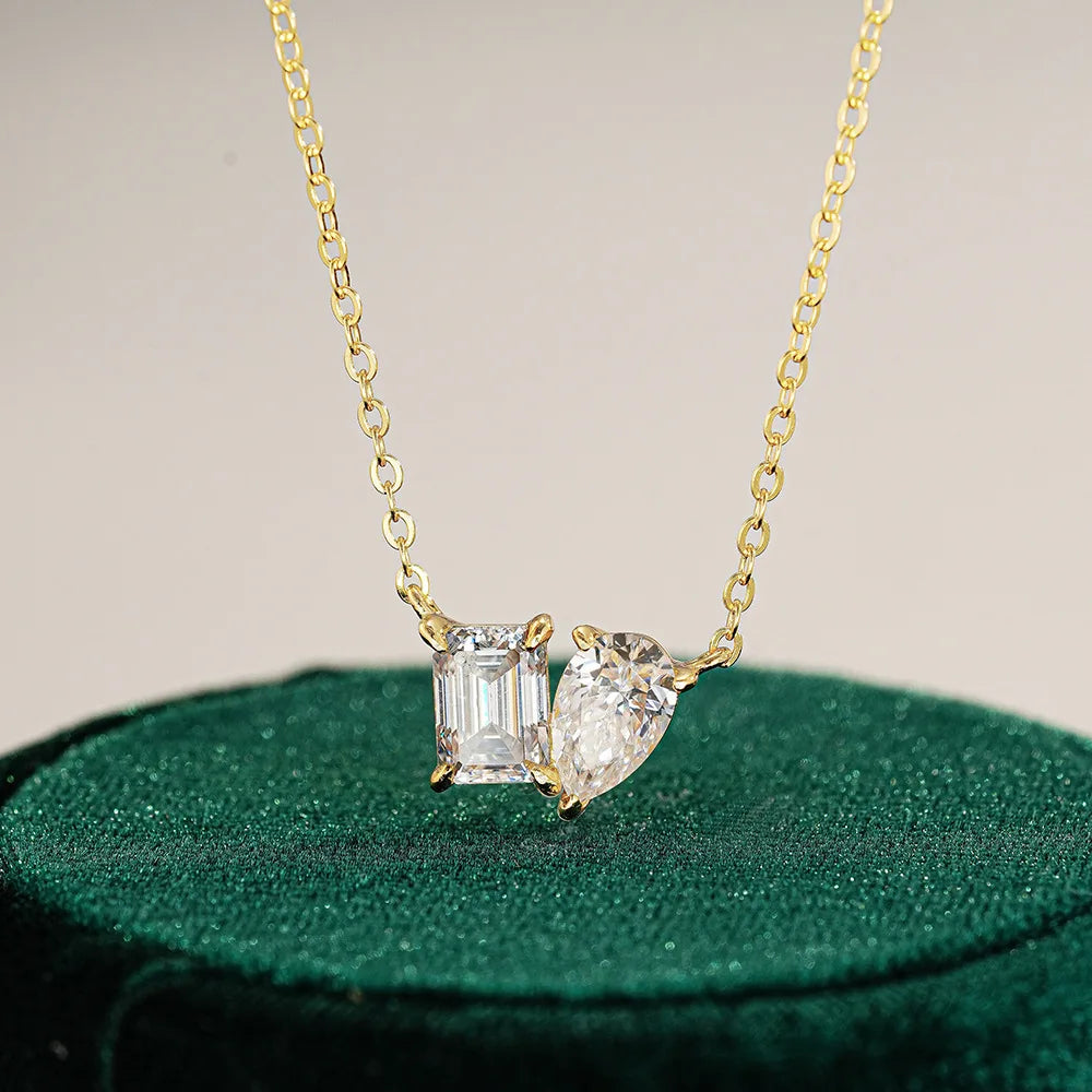 1CT / 2CT Emerald Heart Pear Princess Moissanite Diamond Pendants Necklaces For Women S925 Silver Fine Jewelry Women's Pendants