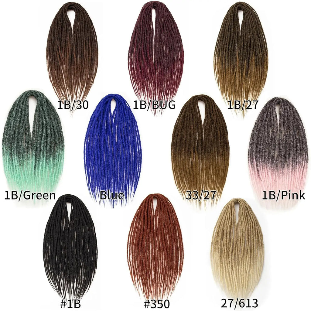 24' Dreadlocks Extensions Crochet Hair for Women 10 Strands Handmade Crochet Hair Braids 0.6cm Hippie Double Ended Dreadlock