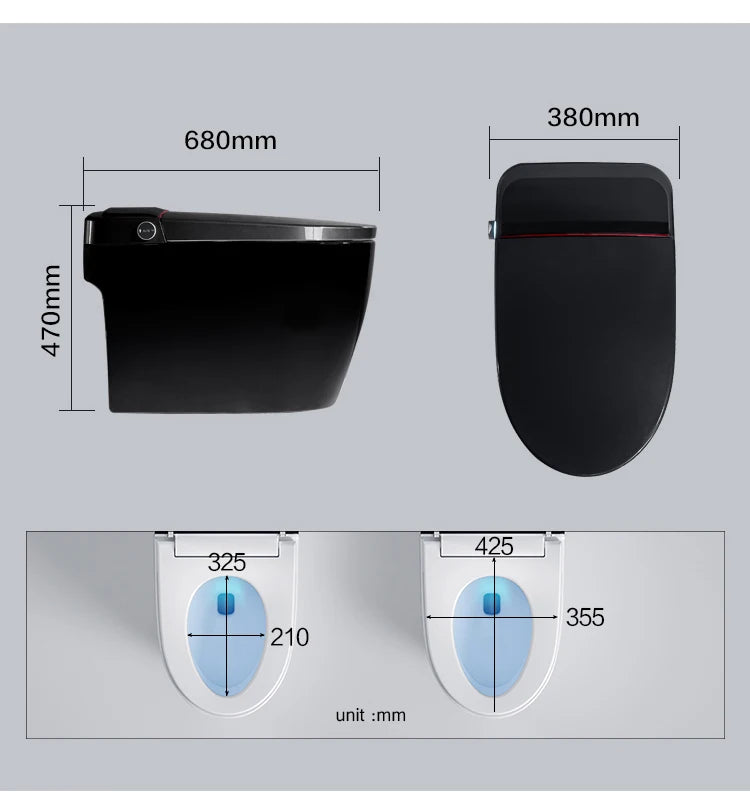110V Modern Home Hotel Sanitary Ware Electric Closestool Smart Toilet Bowl Bidet Automatic Black Bathroom Toilet