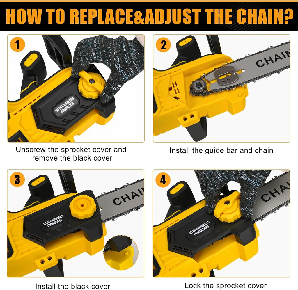 ^For Chainsaw Cordless for Dewalt 40V (2 x 20V MAX) Battery (No Battery), Brushless Electric Chainsaw 16" with Auto Oiler