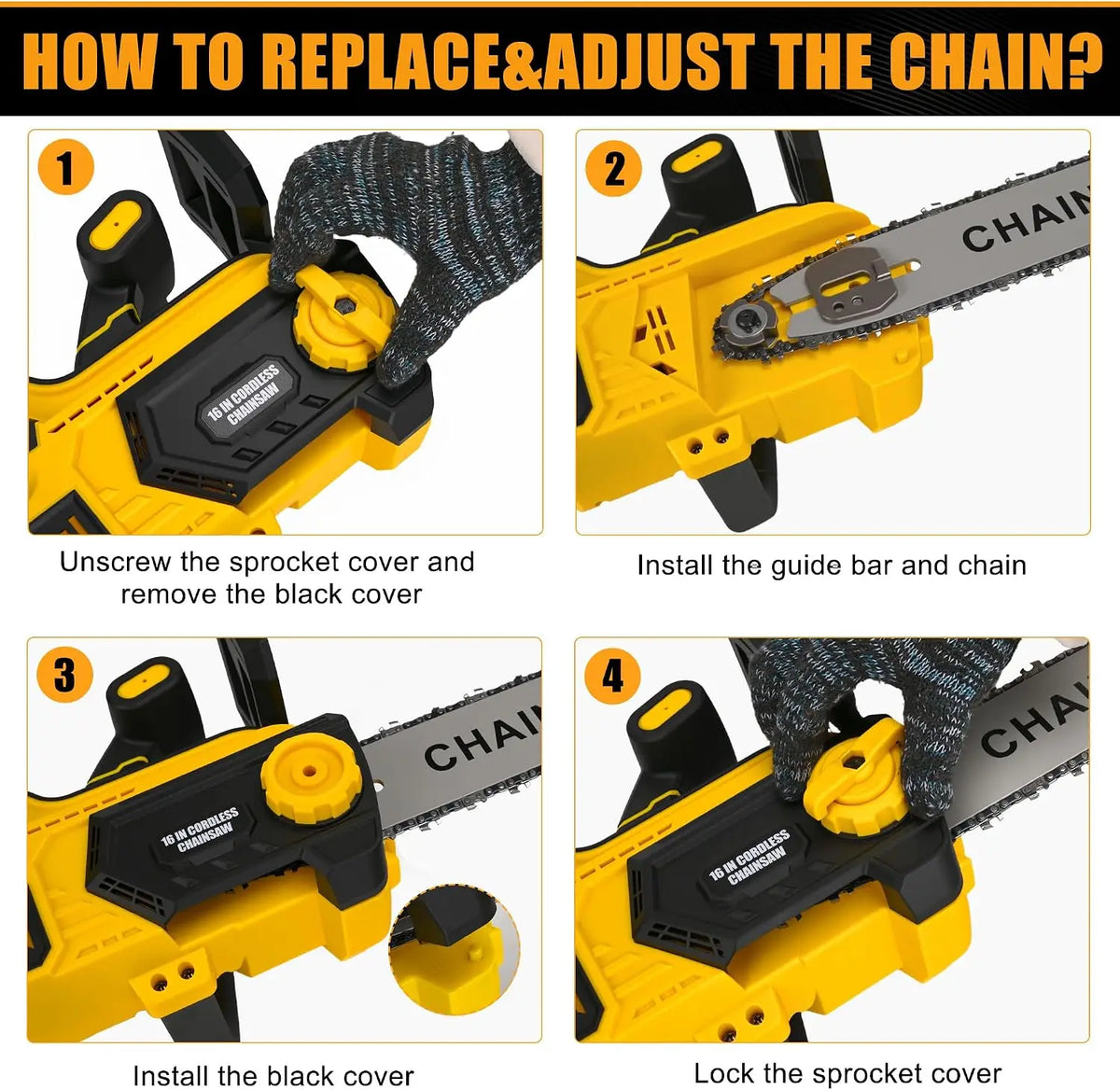 ^For Chainsaw Cordless for Dewalt 40V (2 x 20V MAX) Battery (No Battery), Brushless Electric Chainsaw 16" with Auto Oiler
