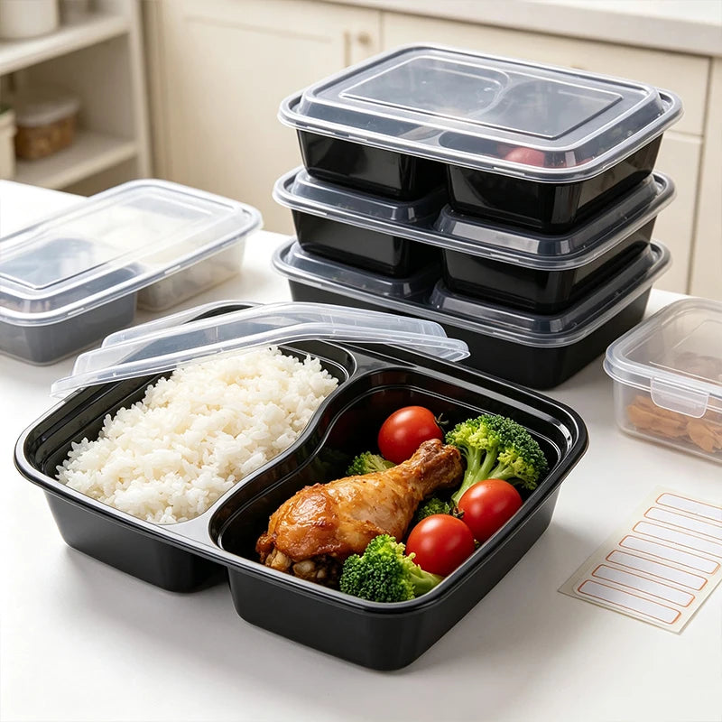 10Sets Disposable Food Boxes Lunch Leakproof Fridge Kitchen Camping Picnic Disposable Food Boxes BBQ Party Storage Tableware