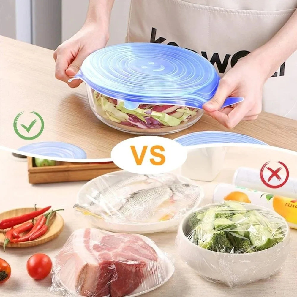 6PCS Useful Reusable Fresh-keeping Cover Non-slip Kitchen Gadgets Bowl Cap Stretch Microwave Lid