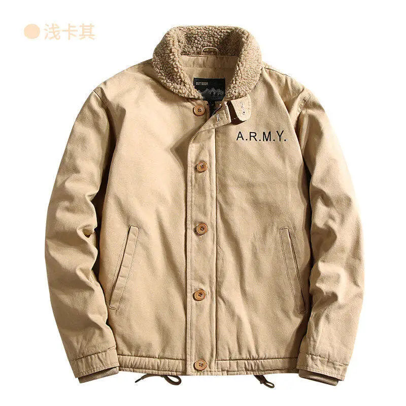 Windbreaker Parka Winter Jackets for Men Fleece Thicken Warm Corduroy Jackets Male Fashion Single Breasted Coats Thermal jackets