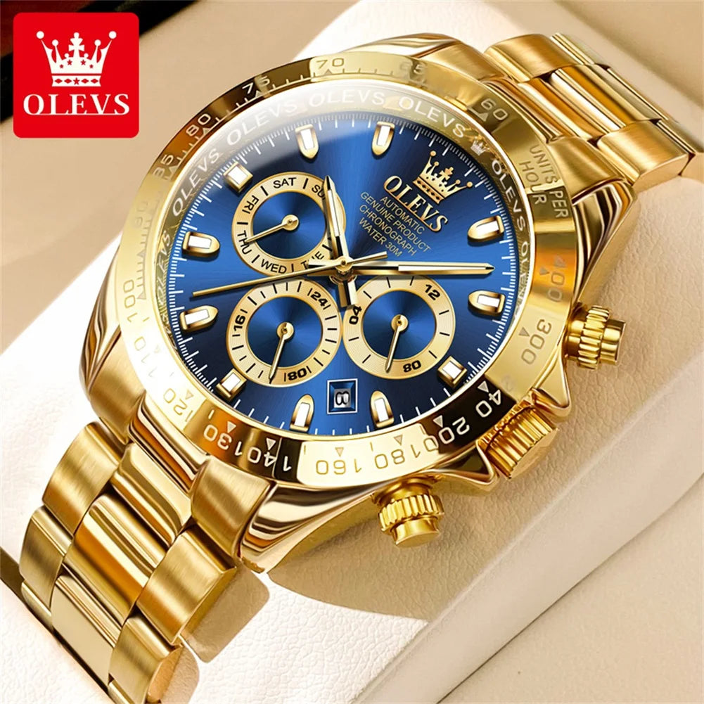 OLEVS 6638 Men Watch Classic Multifunctional Dial Waterproof Luminous Watches Fully Automatic Mechanical Male Wristwatch
