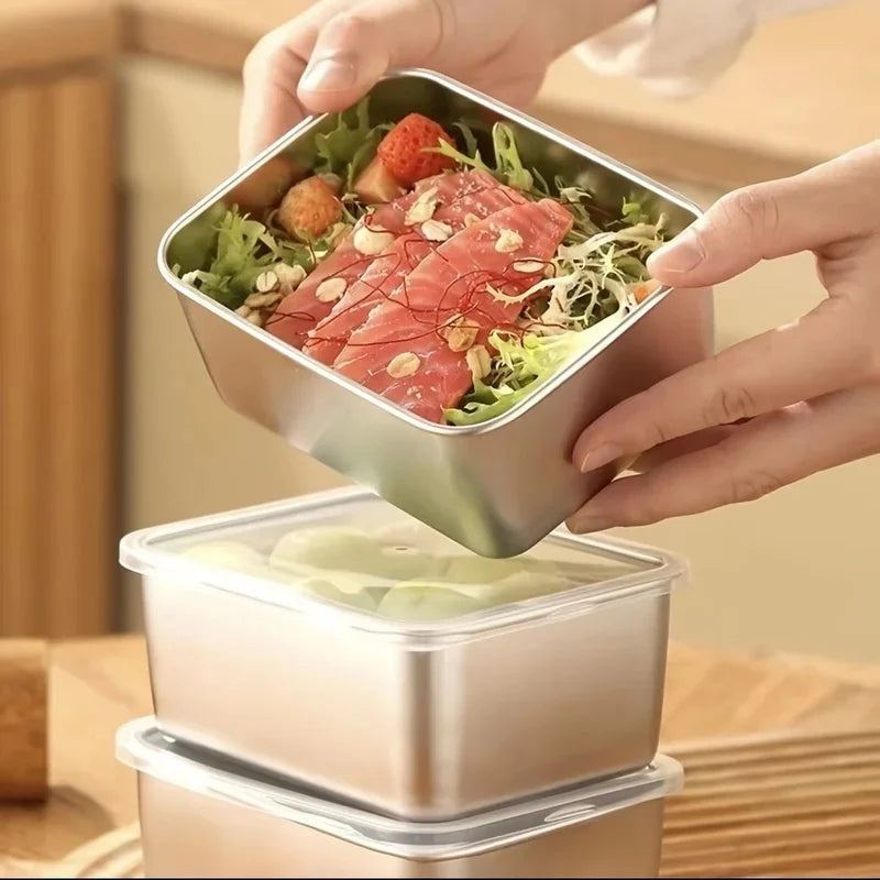 6 Pack Stackable Stainless Steel Food Containers, Leakproof Airtight Reusable Lunch Boxes for School Picnic Outdoor Use