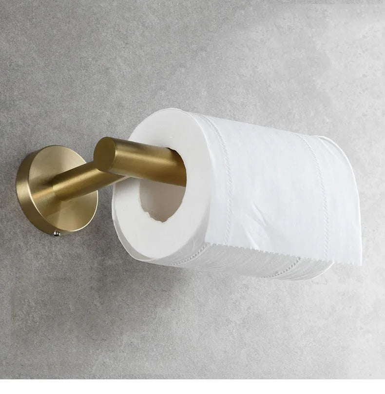 Brushed Gold 304 Stainless Steel Bathroom Paper Towel Holder Wall Mounted Toilet Roll Holder Toilet Paper Holder Tissue Box