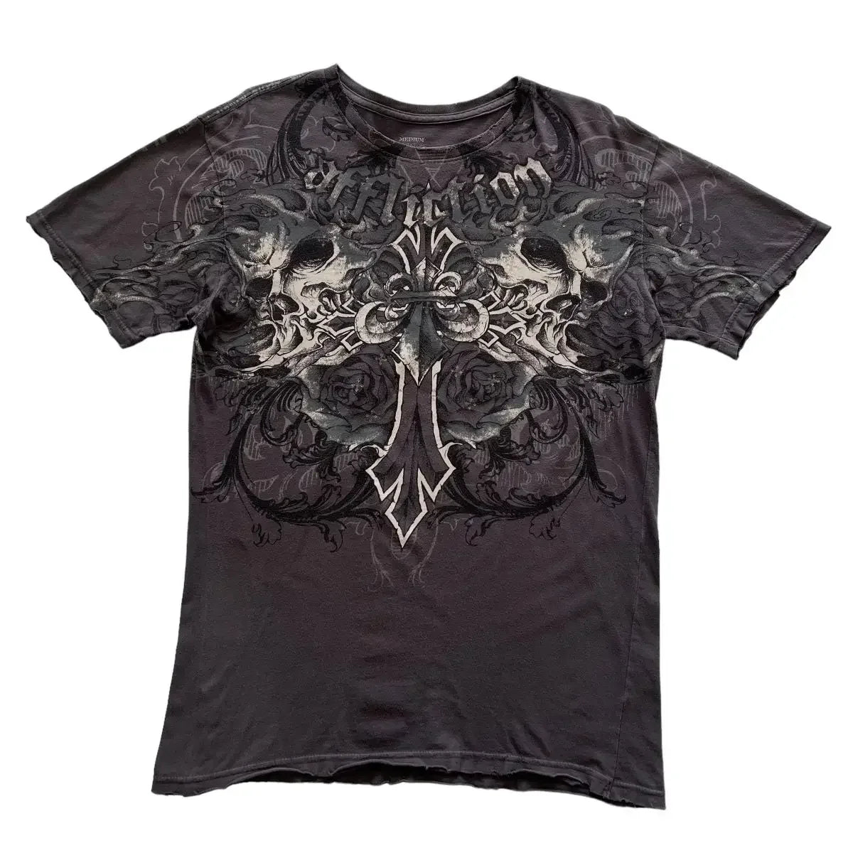 Affliction New Men Polo shirt Skull Graphic Harajuku Round Neck Oversized T Shirt Short Sleeve Tops Gothic Clothing Street Wear