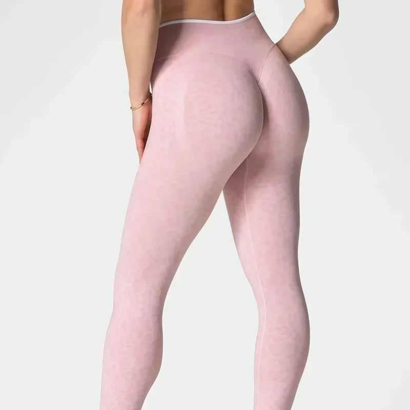 Seamless Leopard Print Leggings Women High Waist Yoga Pants Scrunch Butt Fitness Tights Moisture Wicking Slim Fit Sports Pants
