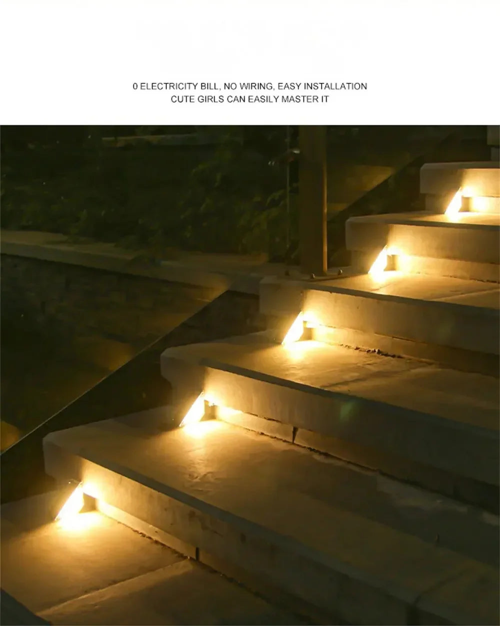 22/24LED Solar Stair Light, IP67 Waterproof Outdoor Step Light, Anti-theft Decorative Lamp for Garden Deck Front Porch Patio