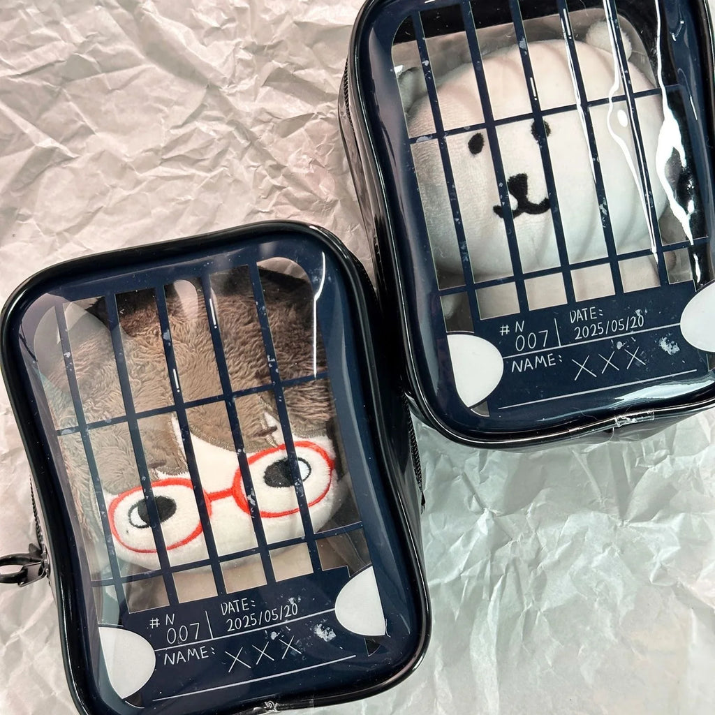 New Fun Creative Prison-themed Itabag Transparent Case For 13cm Doll Portable Clear Keychain Gift Box Collectibles Storage Pouch