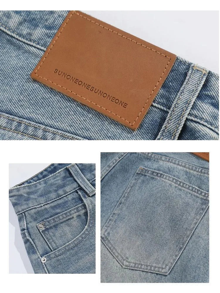 Women's Retro Casual Jeans  Summer New Wide-Leg Pants  High-Waisted Plus-Size Pear-Shaped Body-Camouflaging Straight Leg Pants