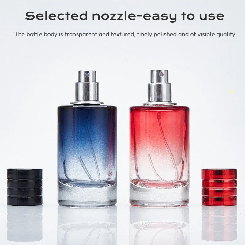 30ml 50ml Gradient Color Glass Refillable Perfume Bottle Portable Cosmetic Atomizer Sprayer Travel Essential Oil Container