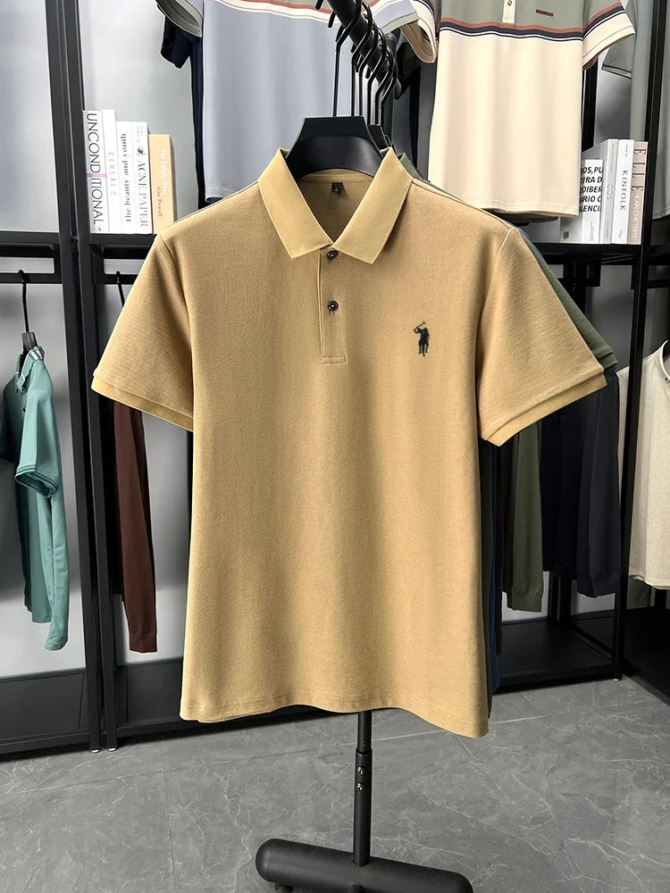 Designer brand 100% cotton short sleeve polo shirt fashion luxury pony embroidery men's summer casual high-quality Paul T-shirt