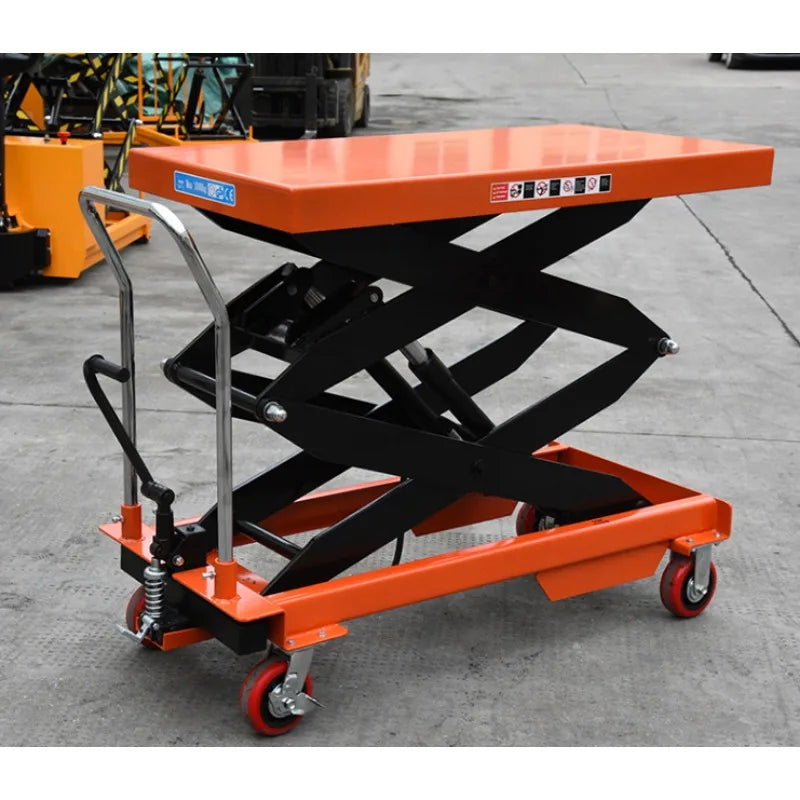 Manual hydraulic mobile lifting platform car scissors elevator mold logistics platform forklift