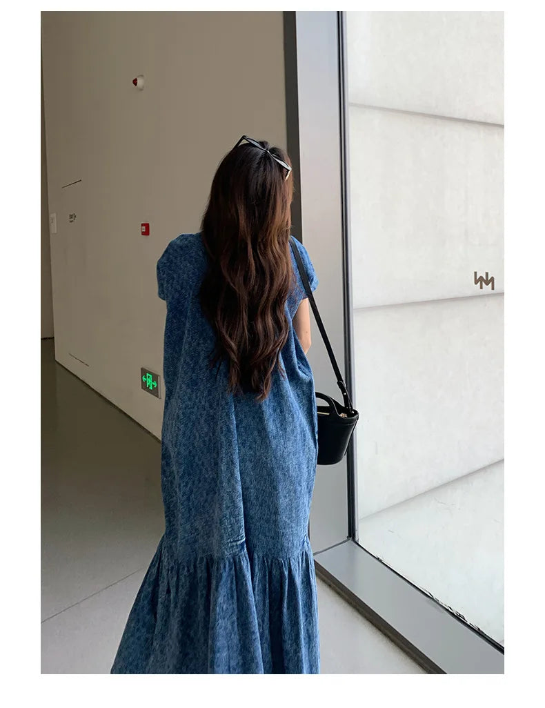 Retro Denim Dress Women's Summer Design Sense Fashion Loose Dress