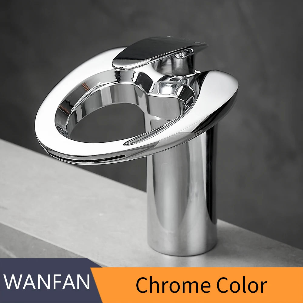 Black Basin Faucets Waterfall Bathroom Faucet Single handle Basin Mixer Tap Bath Faucet Brass Sink Water Crane Silver 855964