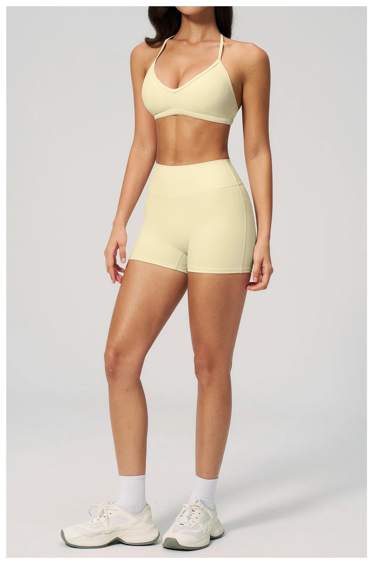 2 Pieces Yoga Set Women Tracksuit Backless Halter Tops High Waist Shorts Gym Suits Fitness Sportswear Workout Sets Athletic Wear