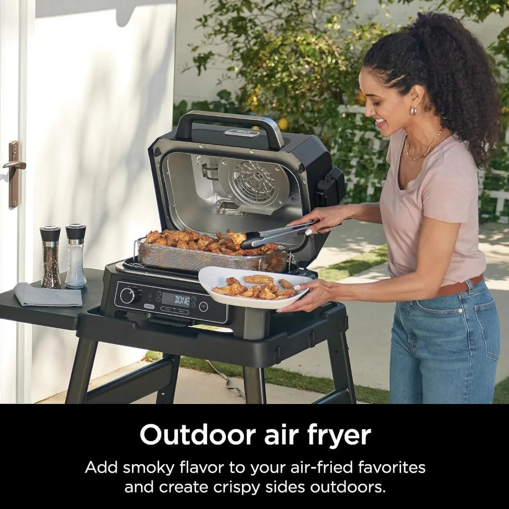 Ninja Woodfire ProXL 4-in-1 Outdoor Grill and Smoker for Electric Air Fryer Bake BBQ Grilling System for Camping Parties