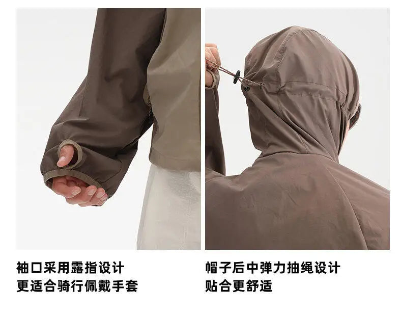 Coat + Vest Sets Varsity Jacket Men Outdoor Techwear Fashion Casual Track Hooded Sunscreen Cape Jacket Vest Women Cycling Coat