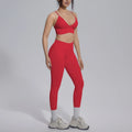2PCS Woman Yoga Set Shockproof Workout Top Sexy Yoga Bra with Chest Pad High Stretch Seamless Fitness Pants Gym Yoga Set