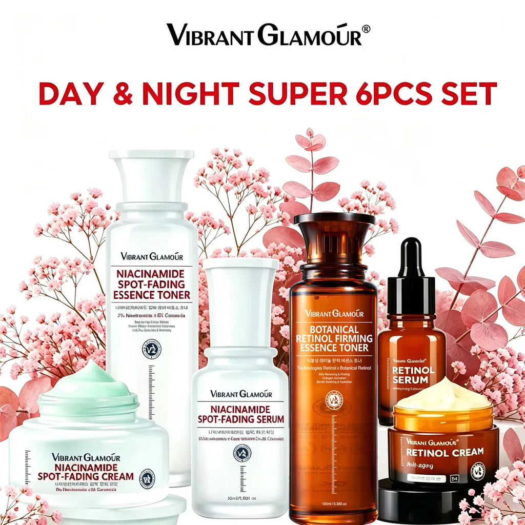VIBRANT GLAMOUR Niacinamide Retinol Set  Face Cream Serum Toner Combo 5X Ceramide