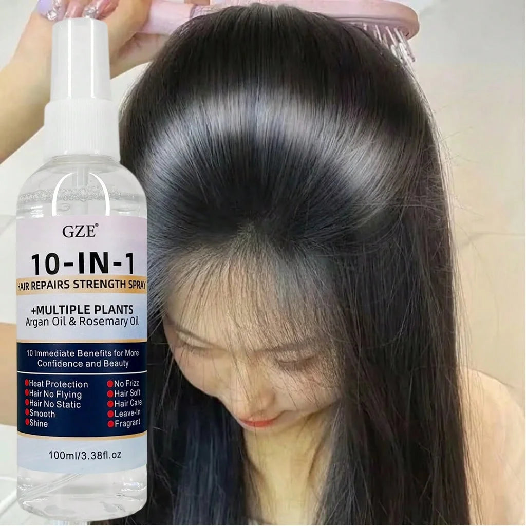GZE 10 IN 1 Leave In Conditioner Silkening Spray with Argan Oil & Rosemary Oil, Hair Repair & Strength Spray, Anti Frizz