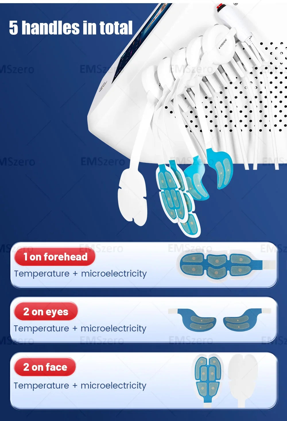 NEW Ems RF Facial Electrostimulation Face Lifting Machine 6 Handles Sculpt Face Pads Massager Device Anti Aging Wrinkles Removal