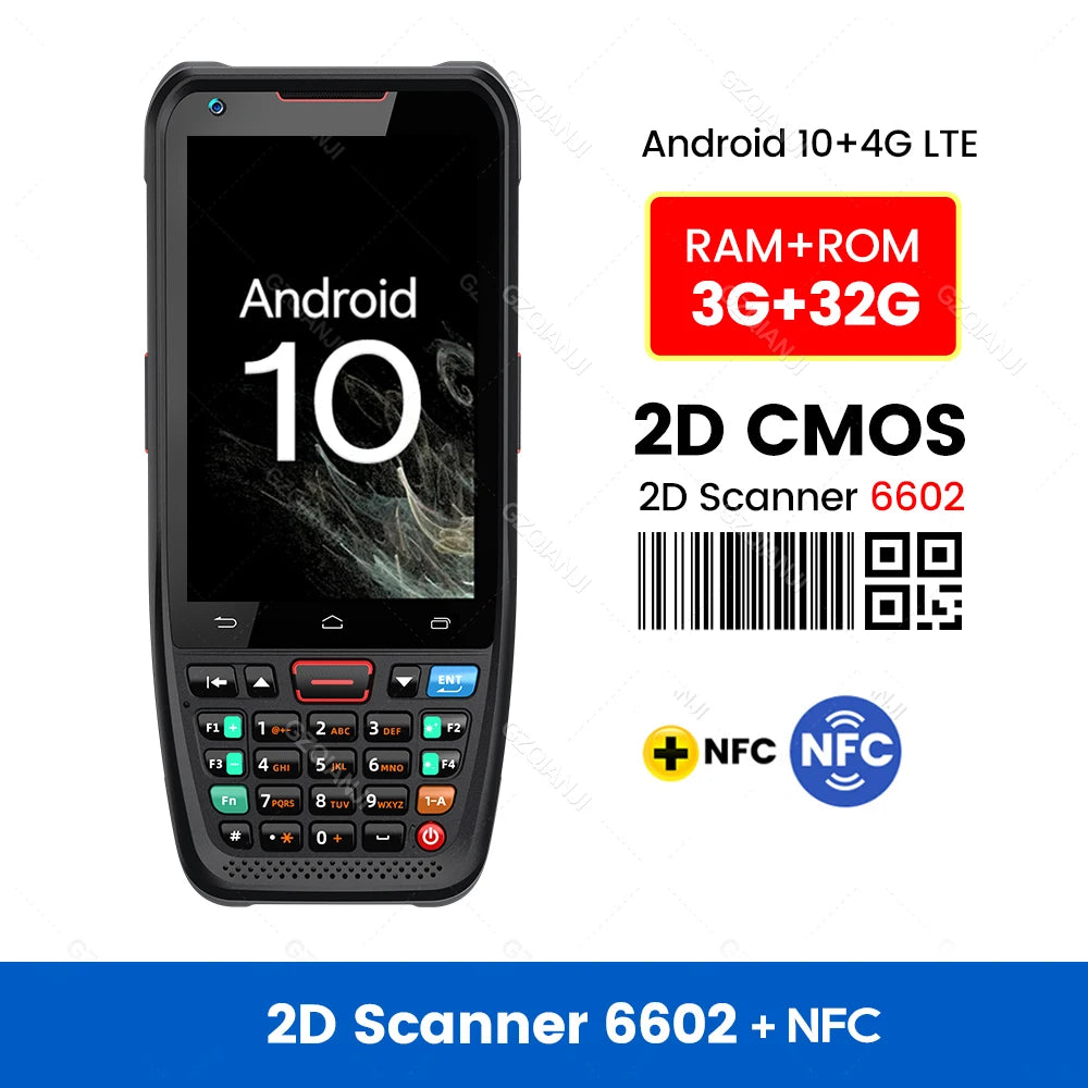 Android 10 PDA Handheld Terminal 2D Barcode Scanner 4G Data Collector NFC Cradle Charger Optional Logistics Warehousing Device