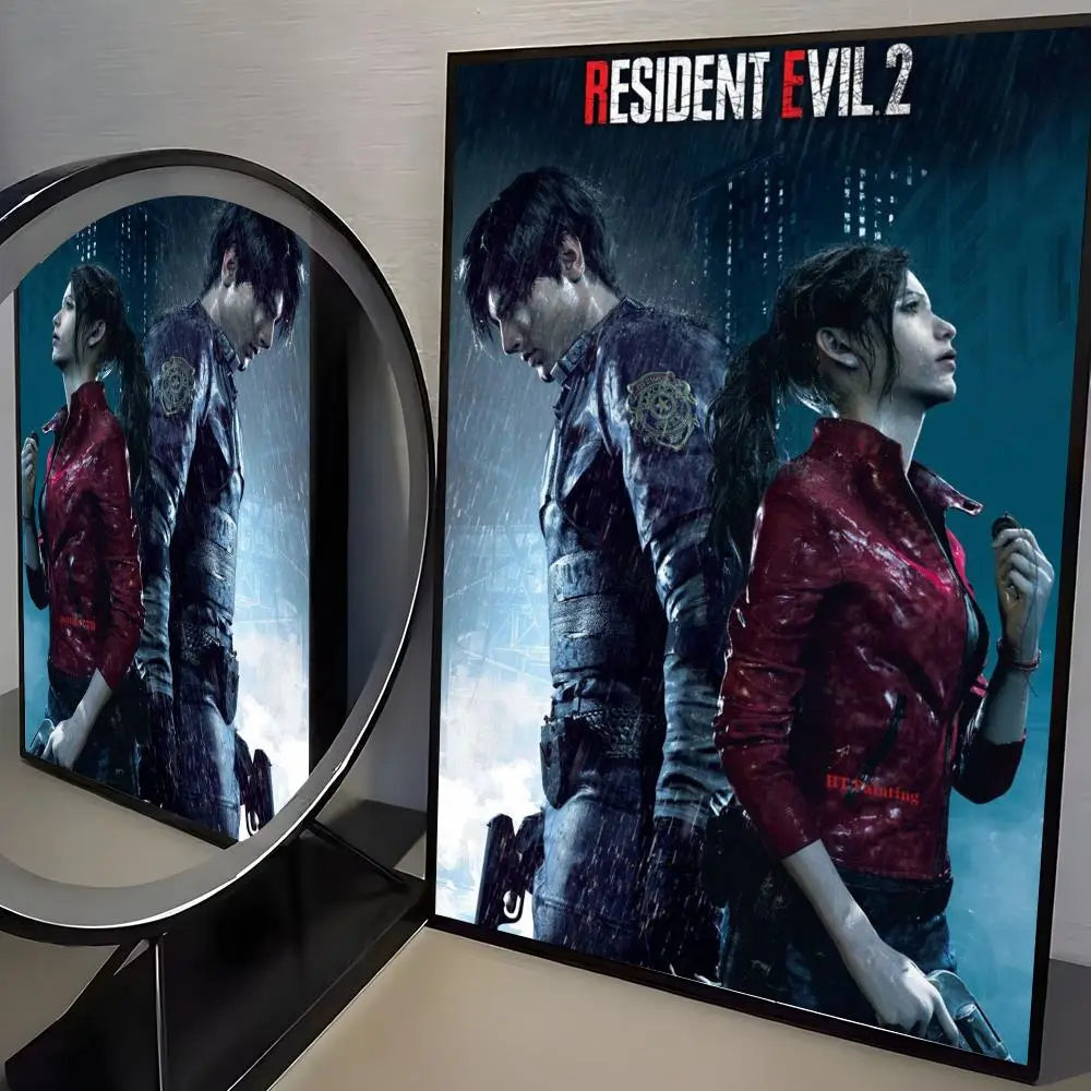 R-Resident Evil Game Poster Home Living Bed Room Bar Hallway Sticky Wall Art Printing Aesthetic Decor