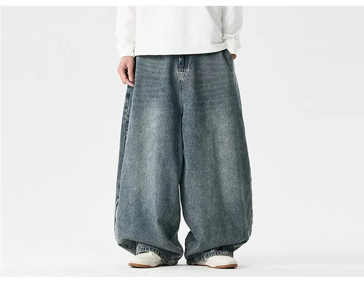 Streetwear Men Wide Leg Denim Pants Harajuku Baggy Jeans Male Casual Oversized Jean Trousers Men Fashion Large Size 5XL