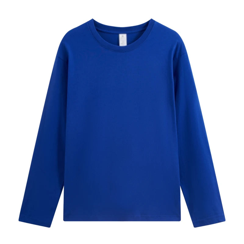 Long sleeve T-shirt Solid Color Top Tees Custom Print Your Design Autumn Plain Cotton Tshirts Plus Size Undershirts For Man