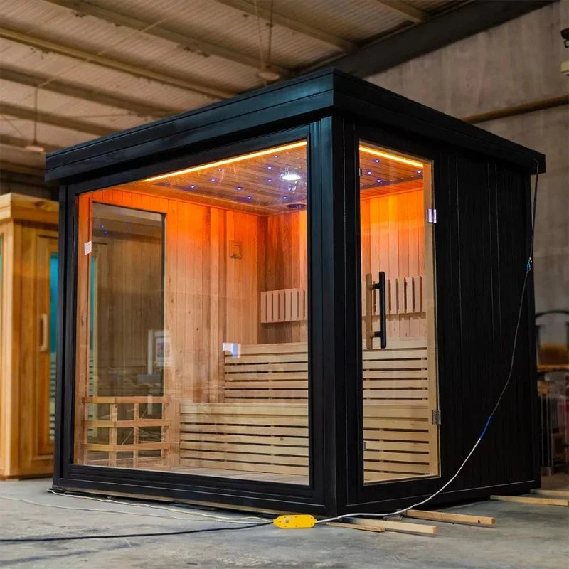 Traditional Outdoor Steam Sauna Room Customizable Size with Sauna Stove & Stones for Home